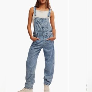We The Free Womens Powder Blue Ziggy Denim Overalls - Size M